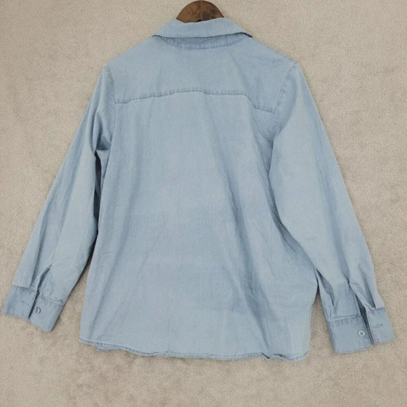 Quacker Factory Womens Embroidered Denim Button-Up Shirt Long Sleeve L 21CT - Picture 2 of 7